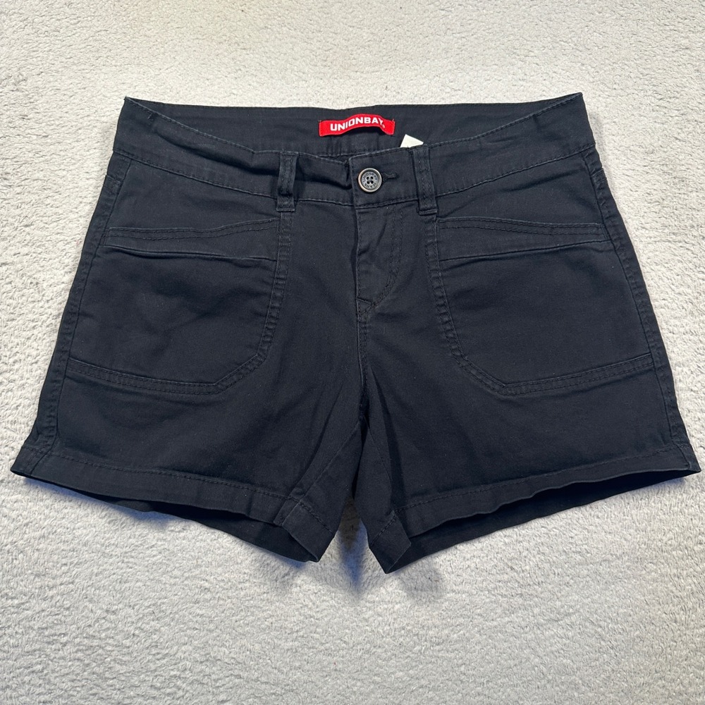 Unionbay Shorts Womens 7 Black Cotton Stretch Utility Pockets Vintage Y2K